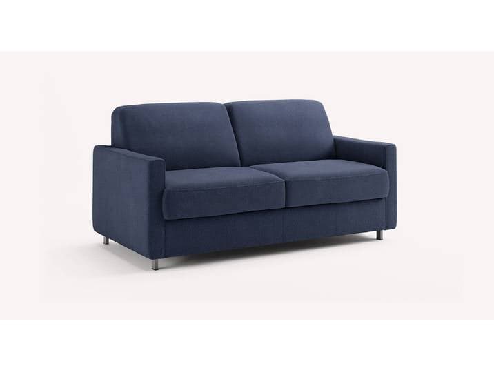 Canapé convertible Bouclette JIMMY - Bleu - Couchage 140x196 - Sommier Grille