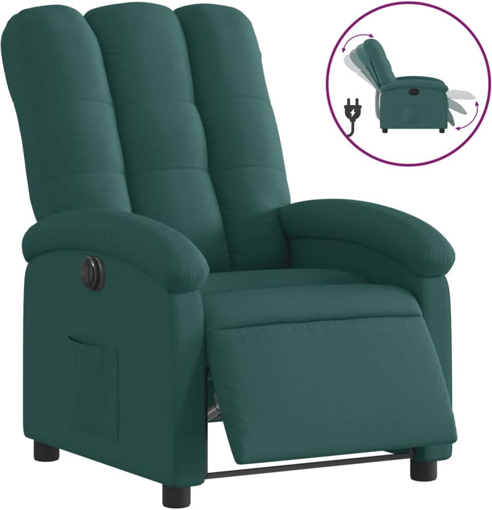 vidaXL Fauteuil inclinable électrique Vert foncé Tissu