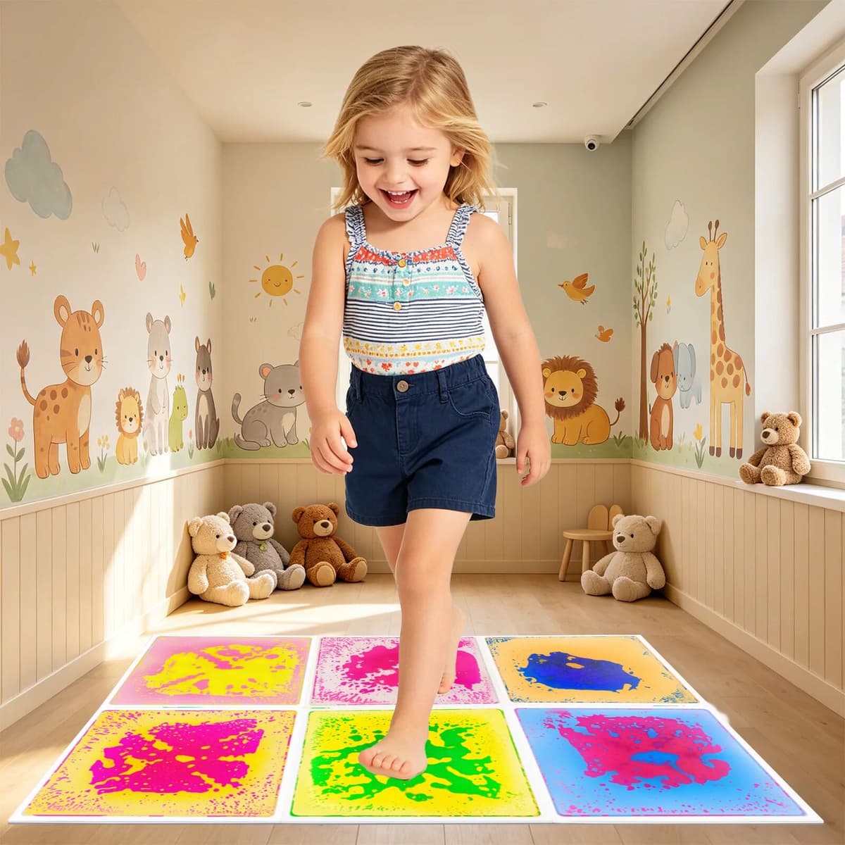 NONE Kids Sensory Walking Pads Non‑Slip Safe Play Floor Mat Multi‑Texture For Toddler Sensory Stimulation Training