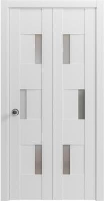 VDomDoors SARTODOORS Sete 6933 Light Grey Oak MDF Bi-Fold Closet Doors with Frosted Glass
