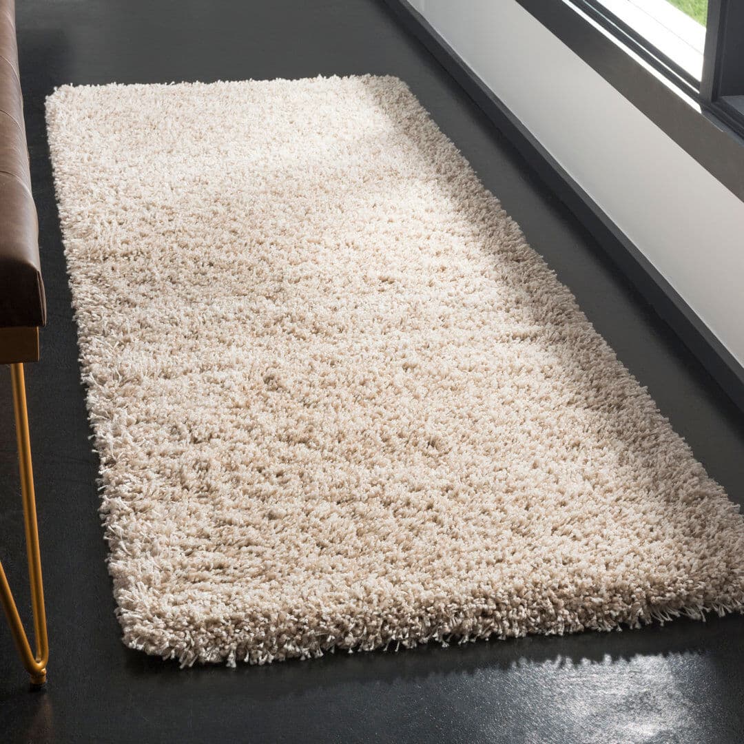 17 Stories Shag Solid Color Area Rug In Beige Beige Runner 69 x 213 cm