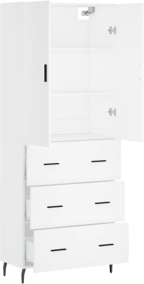 vidaXL Buffet haut Blanc 69,5x34x180 cm Bois d'ingénierie