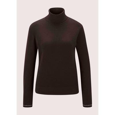Longpullover MADELEINE "Pullover Rollkragen-Pullover aus Schurwolle", Damen, Gr. 48, braun, Pullover Longpullover