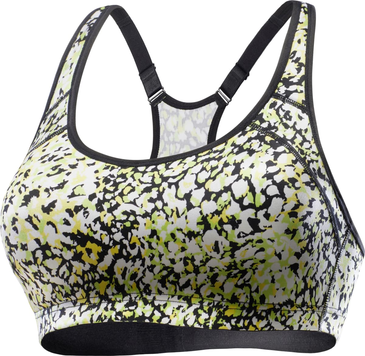 Sport-BH LASCANA ACTIVE, Damen, Gr. 75, Cup C, schwarz (schwarz, print), Microtouch, Obermaterial: 76% Polyamid, 24% Elasthan, BHs Sport-BH, mit integrierten Schalen im Cup schwarz, print 75, Cup C