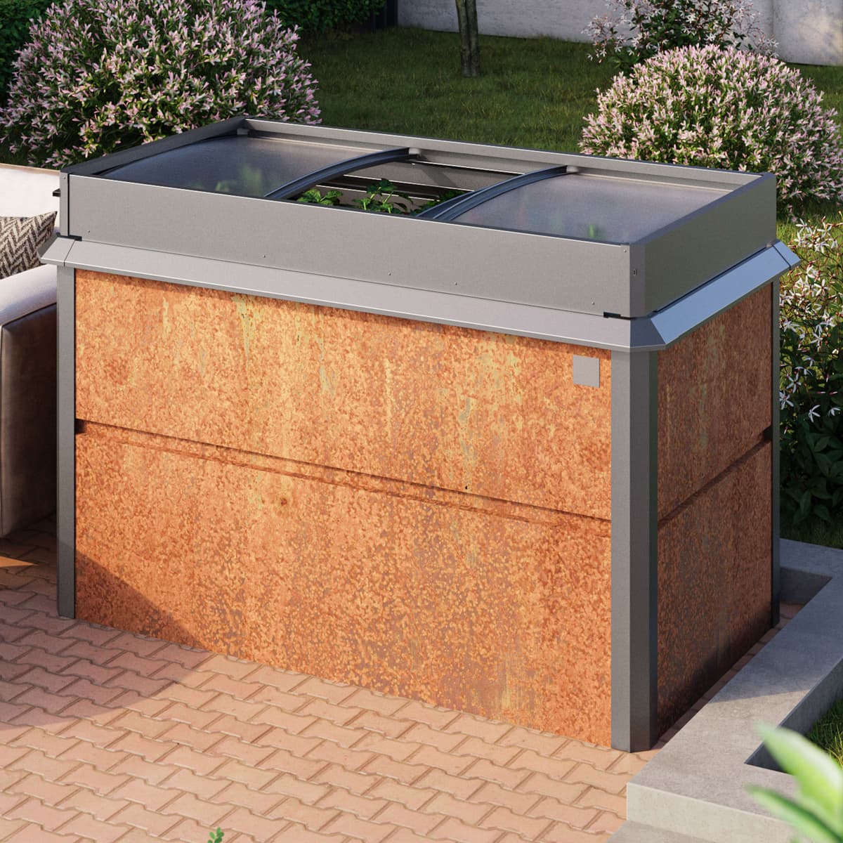 PRIMEYARD 150 x 85 x 77 cm Højbed, cortenstål, rust-optik, inkl. montering af frostramme og sneglebeskyttelse - (GFPV00794)