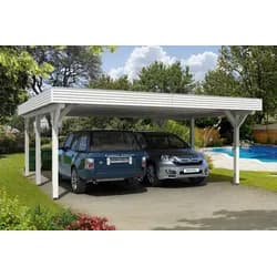 Skan Holz Spessart Doppelcarport Gr.1 611x604cm weiss Holzcarport