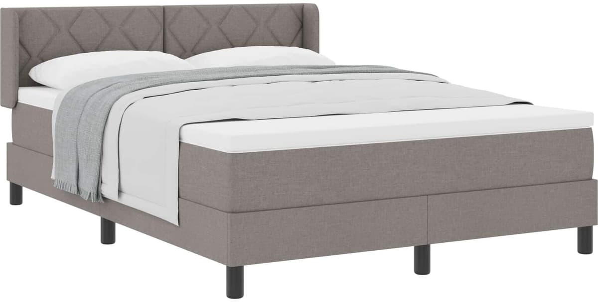 vidaXL Lit à ressorts avec tête de lit Taupe 200 x 160 cm tissu