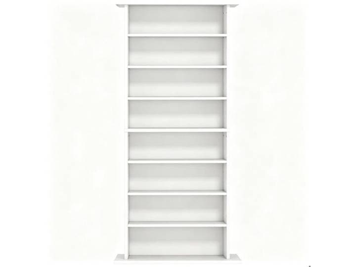Meuble de rangement CD DVD blanc - 8 compartiments 6 étagères réglables - 58 x 24 x 126 3 cm