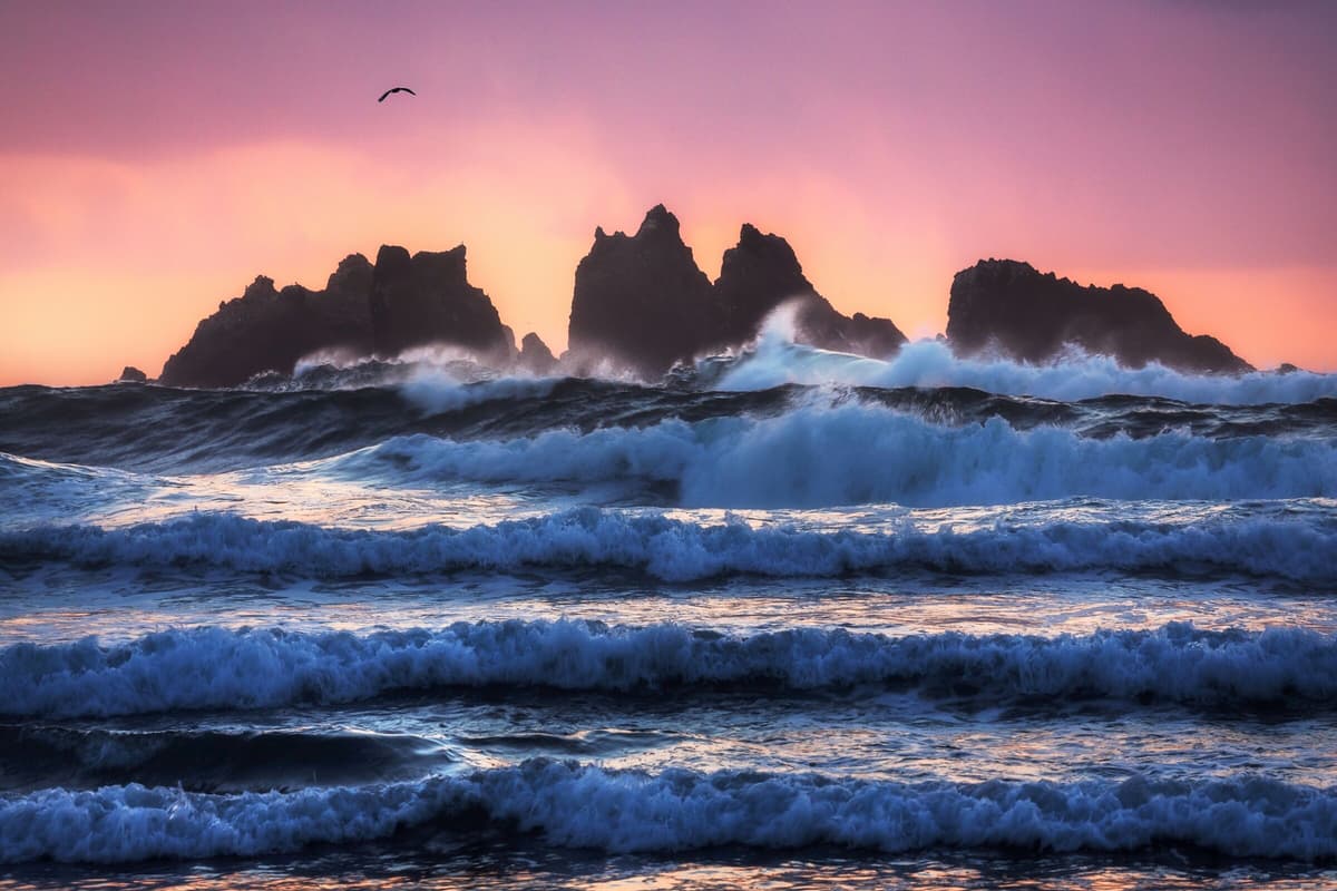 Fototapete PAPERMOON "Photo-Art DANIEL GASTAGER, BANDON-STRANDSCHICHTEN", bunt, B:4,5m L:2,8m, Vlies, Tapeten, Fototapete