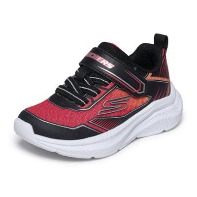 Sneaker SKECHERS "MICROSPEC VELOCITY", Mädchen, Gr. 31, Textil, blau (schwarz, rot), Lederimitat, Schuhe Sneaker, Klettschuh, Schlupfschuh, Grössenschablone zum Download