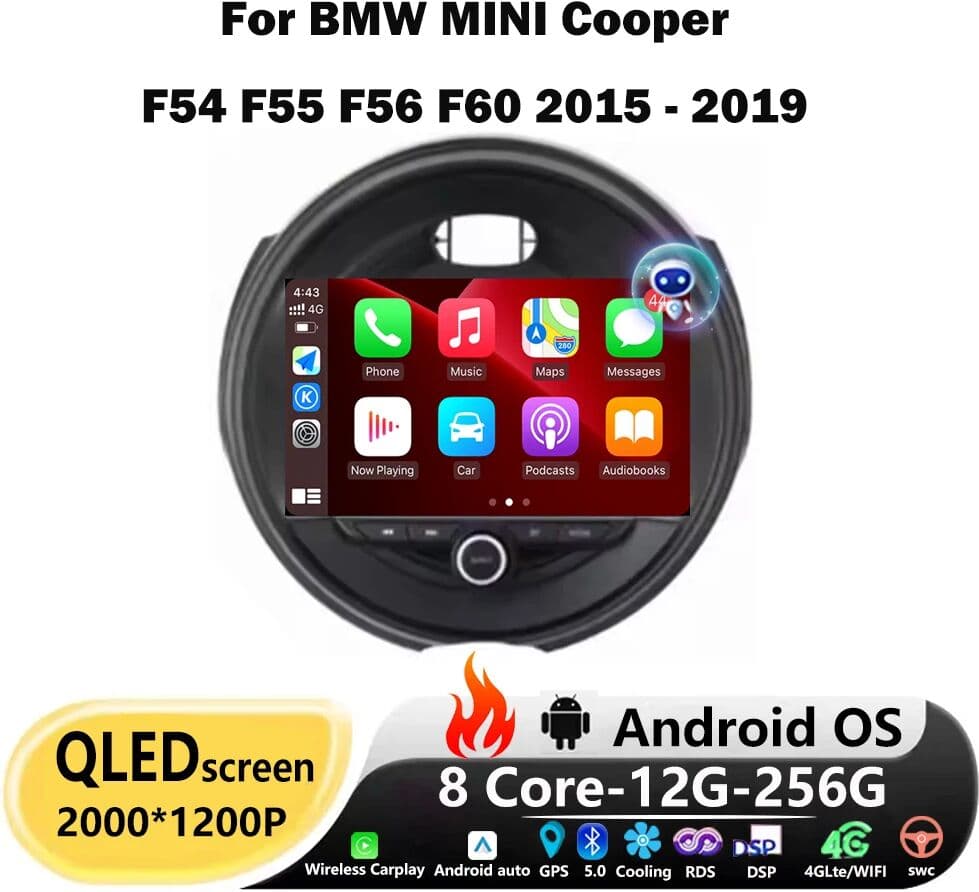 KJ-NAVI Android 16 Auto For BMW MINI Cooper F54 F55 F56 F60 2015 - 2019 Car Radio GPS Navigation Multimedia Player Stereo BT DSP Carplay