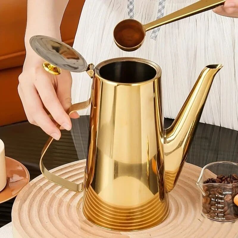 NONE Luxury European style Gold Coffee Pot Stainless Steel Kettle Hotel Restaurant Home Kitchen Afternoon Tea Coffee