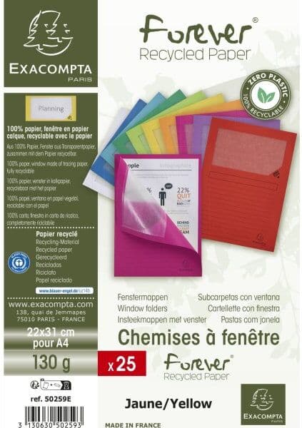 Exacompta Forever Vinduesomslag, 25 Stk., Gul