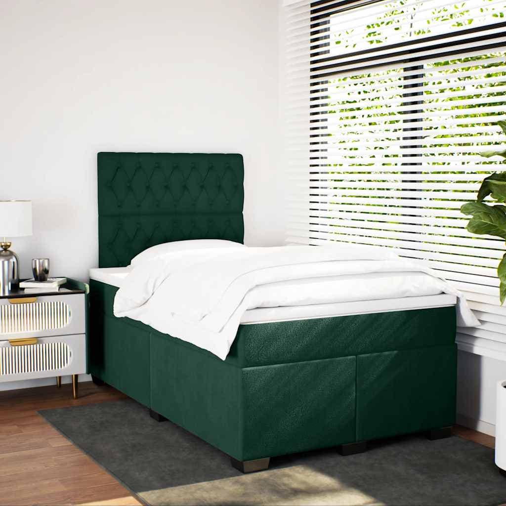 vidaXL Sommier à lattes de lit et matelas Vert foncé 120x200cm Velours