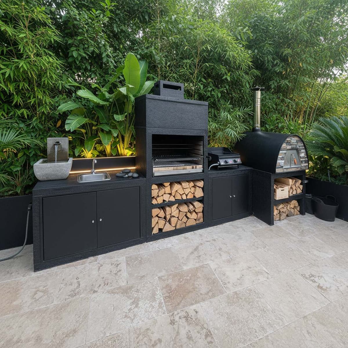 My-Barbecue Barbecue Moderne avec option MAXIMUS 100 cm AV115M - Noir / Droit