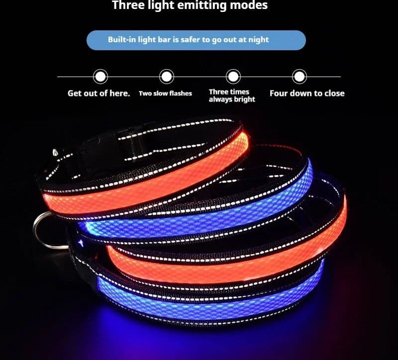 NONE Pet Collar USB Rechargeable Glowing Dog Collar Glow-in-the-Dark Pet Band  LED Glow-in-the-Dark Mesh Dog Collars