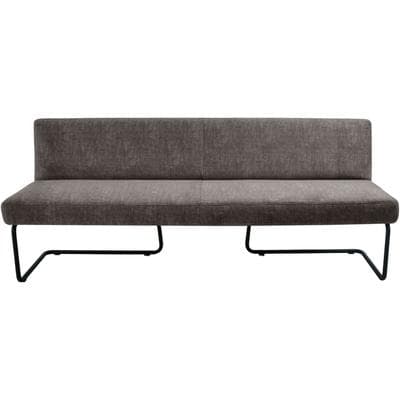 Polsterbank K+W KOMFORT & WOHNEN, grau (grau 80), B:202cm H:82cm T:67cm, Sitzbänke, Polsterbank, in abgerundeter Form, Rundrohrkufe lang gebogen, in Leder oder Stoff
