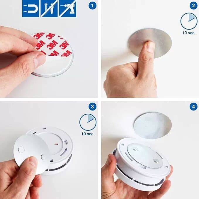 INF Magnetisches Rauchmelder-Installationswerkzeug, 10-teilige magnetische Klebepads