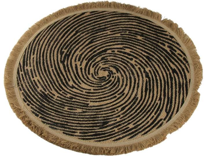 Platzset AM DESIGN Tischset mit Fransen , schwarz (schwarz, natur), H:0,15mm Ø:38cm, Obermaterial: 100% Jute, Platzsets, Platzset, aus Jute, Ø 38 cm