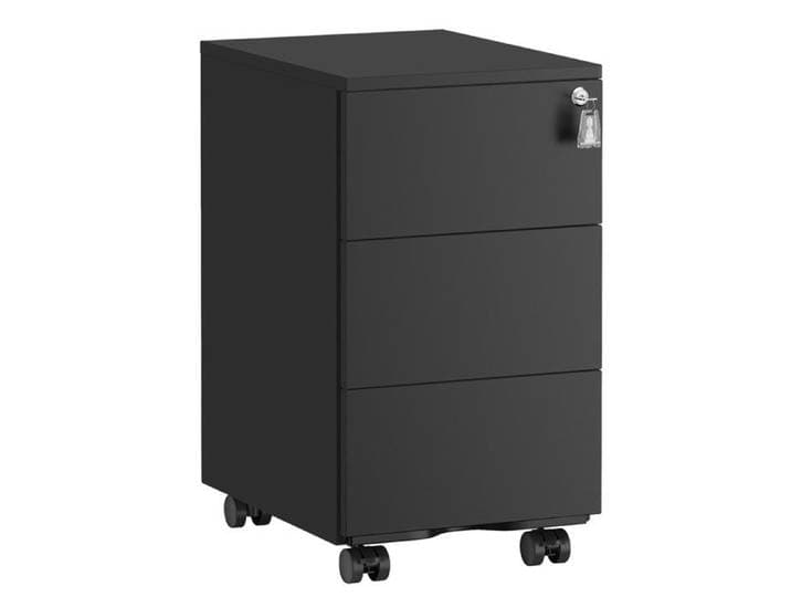 Caisson de Bureau - SONGMICS - Métallique - 3 Tiroirs - Verrouillable - Noir Mat - 40x30x54 cm