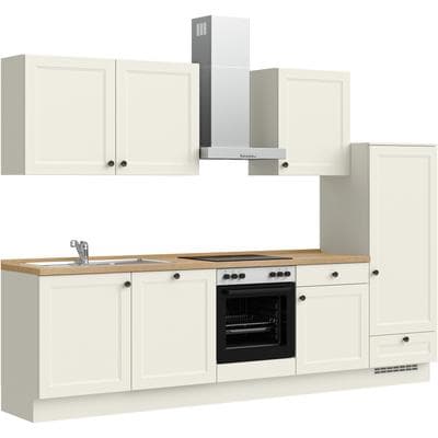 Küchenzeile NOBILIA "Cascada I", NEU: individuell anpassbar mit gratis Profi-Beratung", weiß (küche: weiß, korpus: lacklaminat weiß, arbeitsplatte: eiche sierra nachbildung), B:300,3cm H:216,6cm T:60cm, Komplettküchen-Sets, Küchenzeile, vormontiert,...