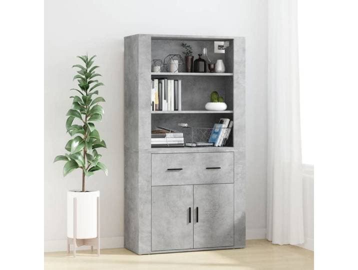 ELORAN Buffet bas Contemporain - Meuble Commode - Buffet haut - Haut Armoire cuisine - Gris béton - Bois d'ingénierie - 80x33x70 cm