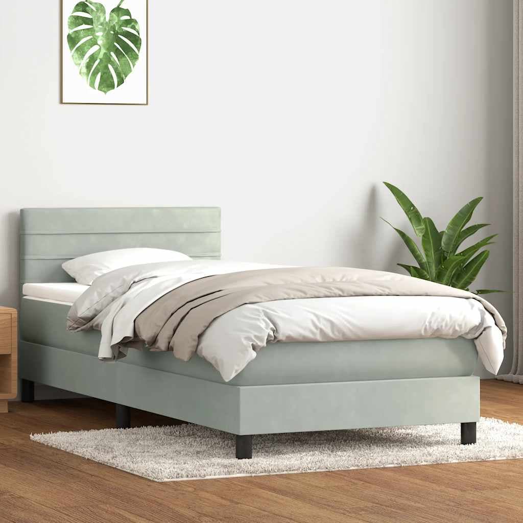 vidaXL Sommier à lattes de lit et matelas et LED gris clair 90x220 cm