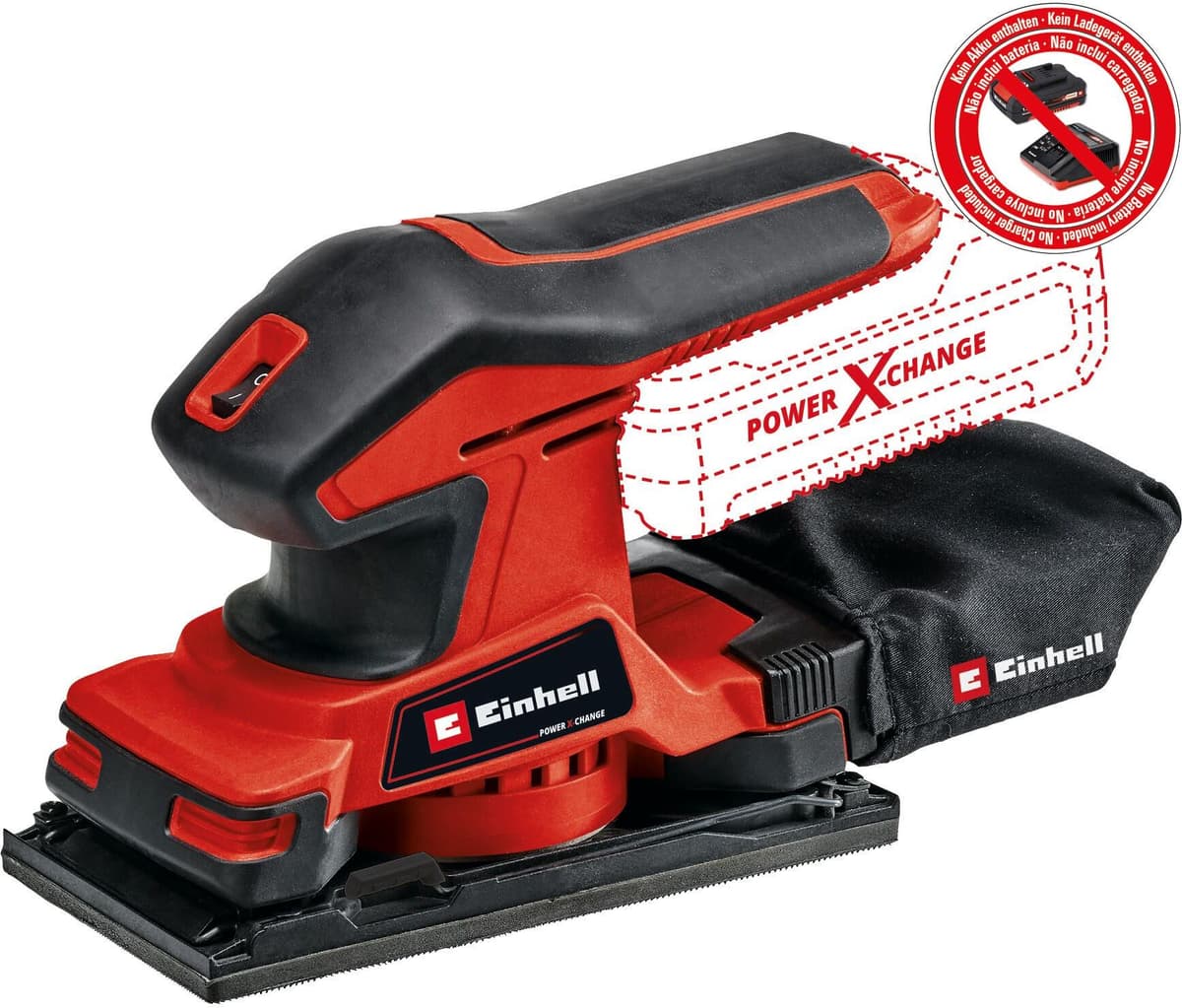 Schwingschleifer EINHELL "TC-OS 18/187 Li Solo", rot (weiß, neutral), Schleifmaschinen, Schwingschleifer, Micro-Klettverschluss weiß, neutral Einheitsgröße