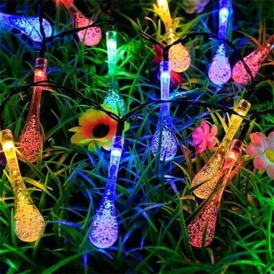 Uplift Picks Solar Water Drop String Lights For Magical Outdoor Garden Festival Decor multicolor 5 M 20 Led