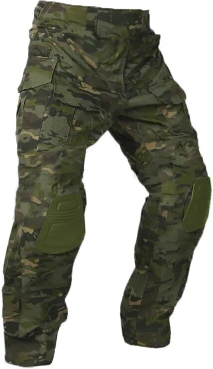 AUKUPKEE Combat Pants +Pads Elastic Sport Pant Tactical Gear US CP Climbing Camo Outdoor Tactic Pants Airsoft Cargo Casual Work Trouser