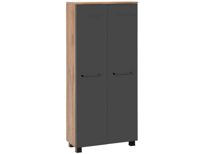 Midischrank WELLTIME Trento, verschiedene Ausführungen und Farben , grau (matt grau), B:60cm H:130cm T:27cm, MDF, Schränke, Midischrank, Badmöbel, Badschrank, 60 cm breit, 2 Türen, viel Stauraum