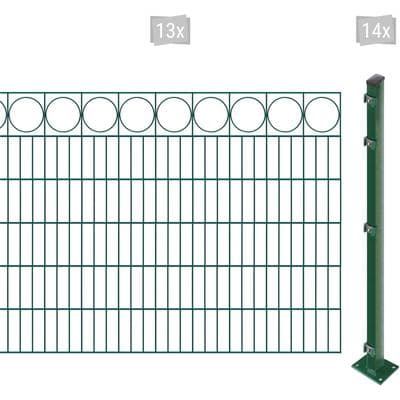 Doppelstabmattenzaun ARVOTEC "EASY 120 zum Aufschrauben "Ring" mit Zierleiste", grün (dunkelgrün), H:120cm, Kunststoff, Stahl, Zaunelemente, Zaunhöhe 120 cm, Zaunlänge 2 - 60 m