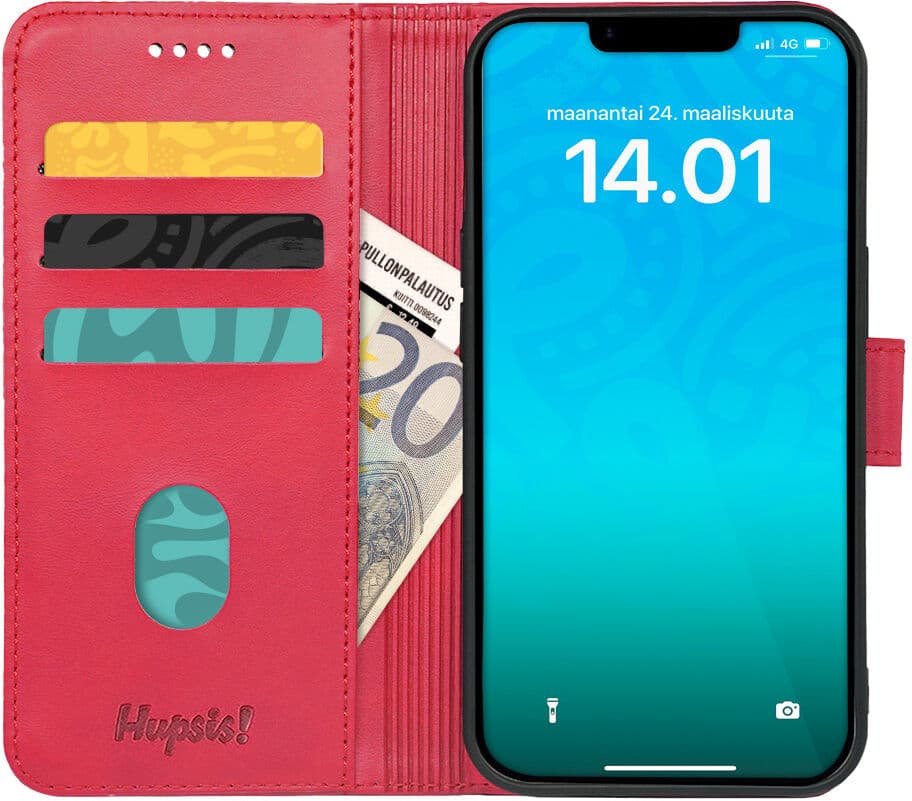 Samsung Galaxy A72 / A72 5G Pohatta Lompakko Suojakotelo, Punainen