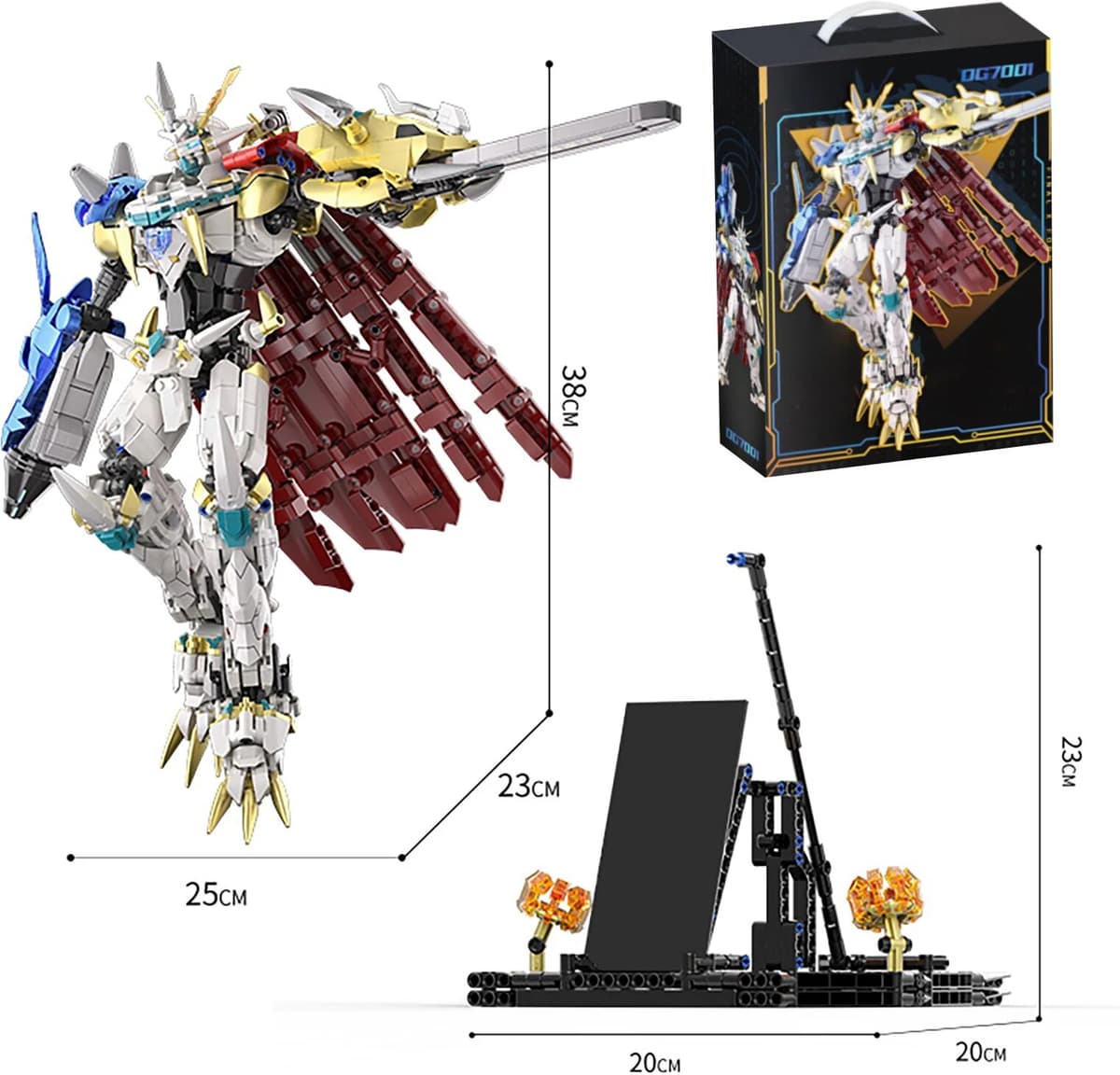 wishiot DG7101 Mech Warrior with Stand Building Blocks Mechanical Armor Robot Figure Model Ornaments 1825PCS Bricks Toy Kit for Kid Gift