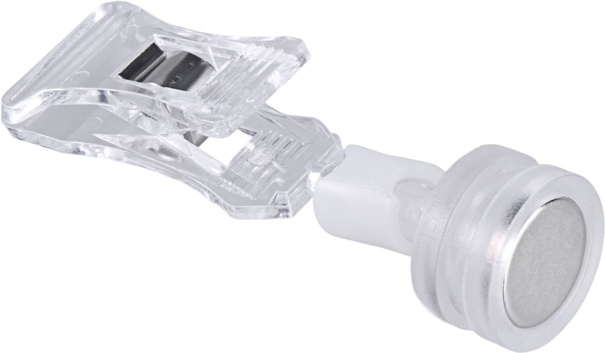 SPRINTIS 10 Unità - Clip porta prezzo con pinza piccola e base magnetica di neodimio, trasparente, PS