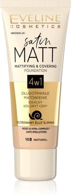Eveline Cosmetics Satin Matt Matterende foundation med snegleekstrakt Skygge 103 Natural 30 ml