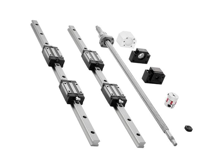 Vevor Rail De Guidage Lineaire Hgr20 Rails Lineaires 600 Mm 2 Pcs Blocs Roulement A Billes Integres 4 Pcs Pour Bricolage Tours Routeurs Cnc\, Avec Support Extremite Bf12/bk12\, Coupleur\, Boitier Deecrou
