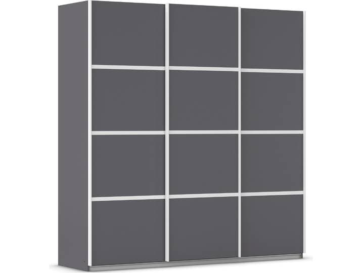 Kleiderschrank OTTO HOME Mehrzweckschrank Aktenschrank Möbel Mietswohnung Schlafzimmer AVOLA , grau (graumetallic, leisten weiß), B:203cm H:229cm T:62cm, Holzwerkstoff, Schränke, Kleiderschrank, mit eleganten Zierleisten in Chrom, Schwarz oder Weiß MADE IN GERMANY