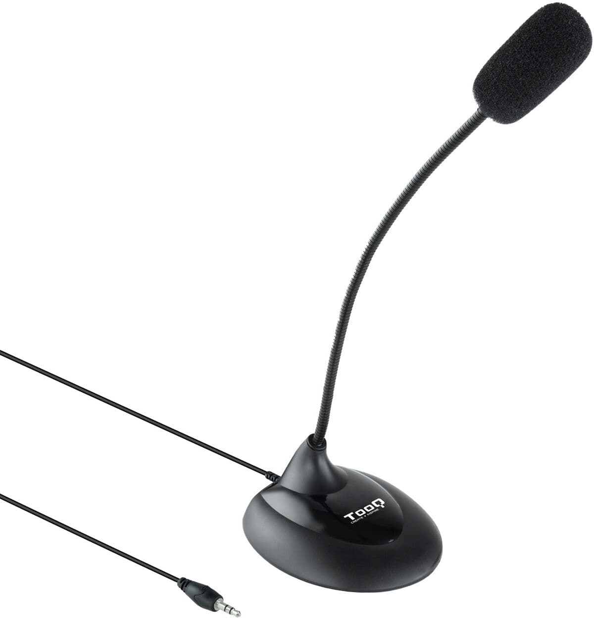 Conector multimedia flexible de 3,5 mm para micrófono (negro) - TooQ