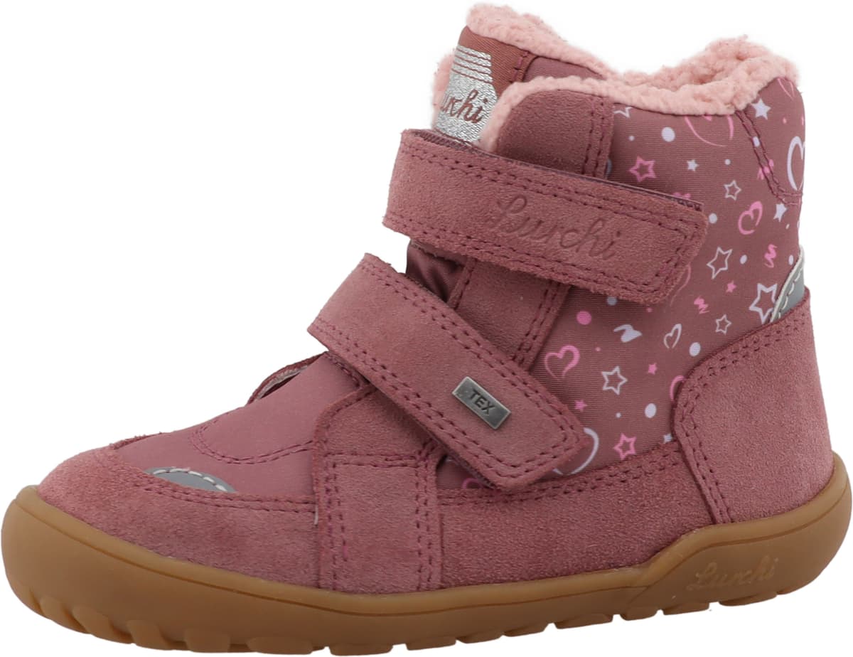 Barfußschuh LURCHI "Jilly Barefoot-TEX", Mädchen, Gr. 25, Warmfutter, rosa (altrosé), Leder, Textil, Veloursleder, Schuhe Barfußschuh, Klettschuh mit Warmfutter, Größenschablone zum Download