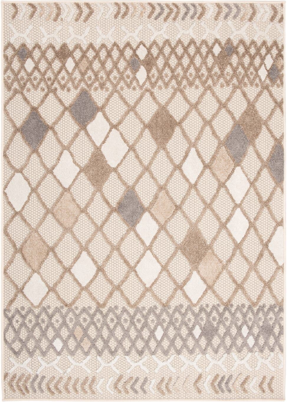 Tapiso Alfombra interior exterior 3d beige gris crema marrón 200x300cm