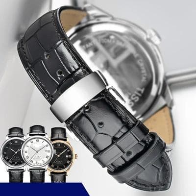 Uplifted Goods Leather Watch Strap For Men Compatible With Tissot black Gold Clasp 22mm