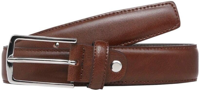 Ledergürtel JACK & JONES "JACCHRISTOPHER BELT NOOS", Herren, Gr. 80, braun (cognac), Leder, unifarben, Gürtel Ledergürtel cognac 80