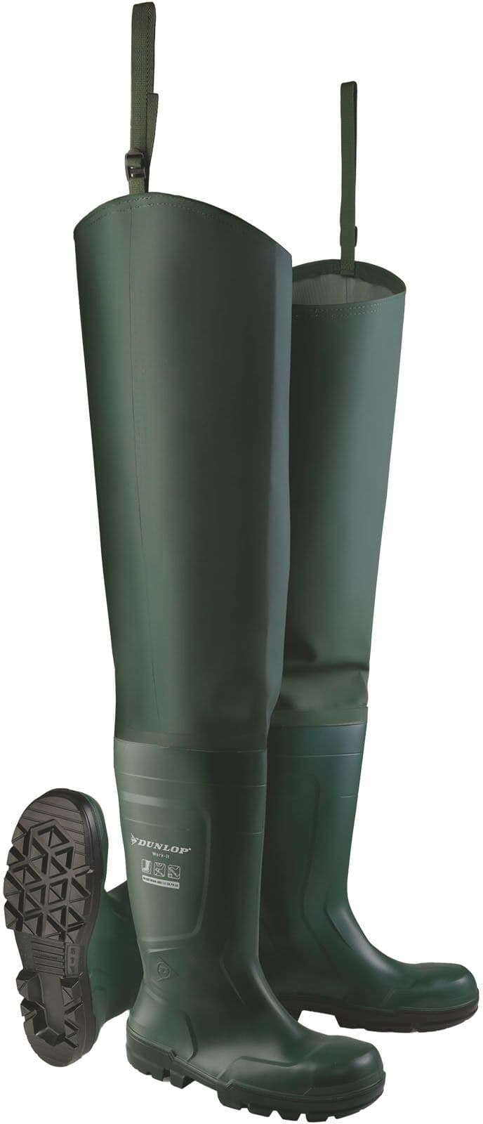 Stiefel DUNLOP "Work-It Safety Watsiefel", Herren, Gr. 47, grün, Obermaterial: 100% PVC PVC., Schuhe Stiefel
