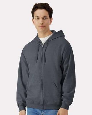 Gildan SF600 Softstyle Full-Zip Hooded Sweatshirt in Dark Heather size 2XL   Cotton/Polyester Blend