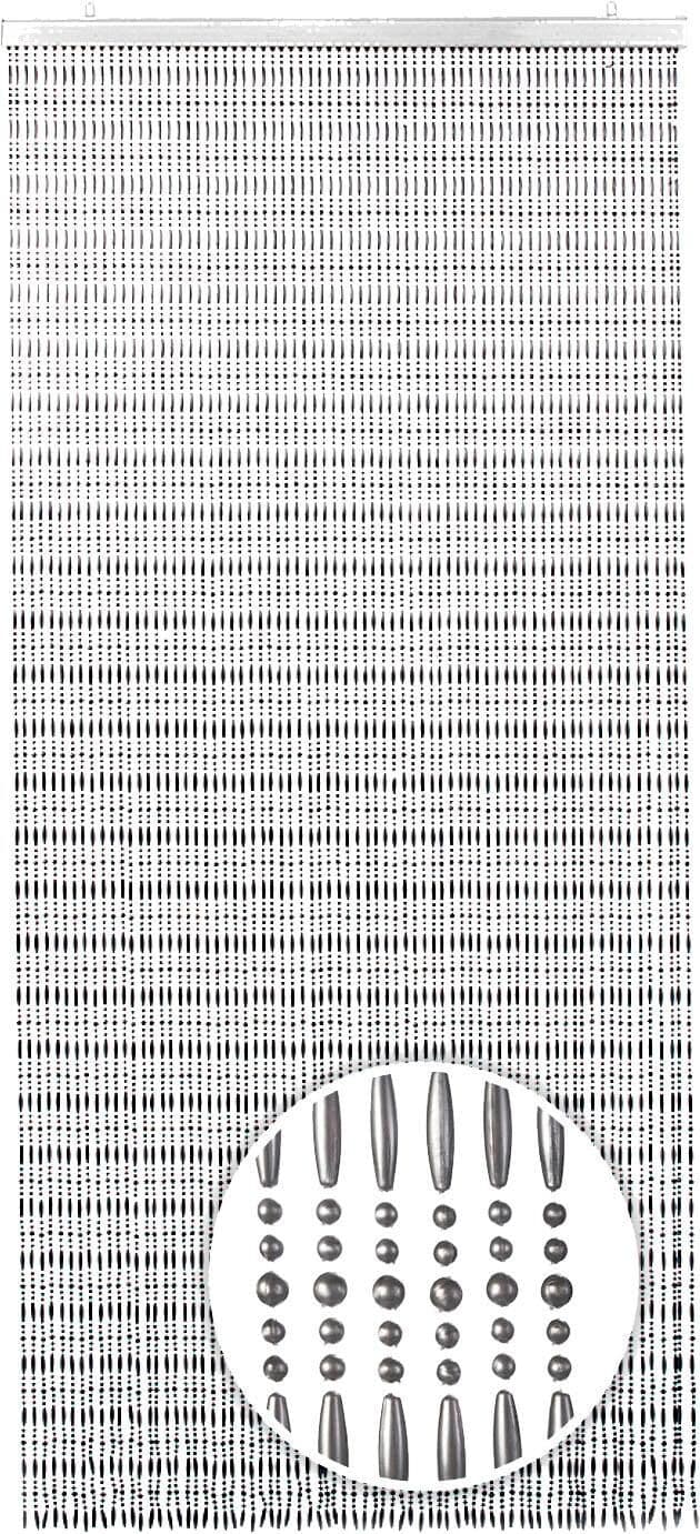 Türvorhang LOCKER "PEARL", grau, B:90cm H:200cm, Obermaterial: 100% Kunststoff, Gardinen, Türvorhang grau 200cm, Hakenaufhängung, 90cm