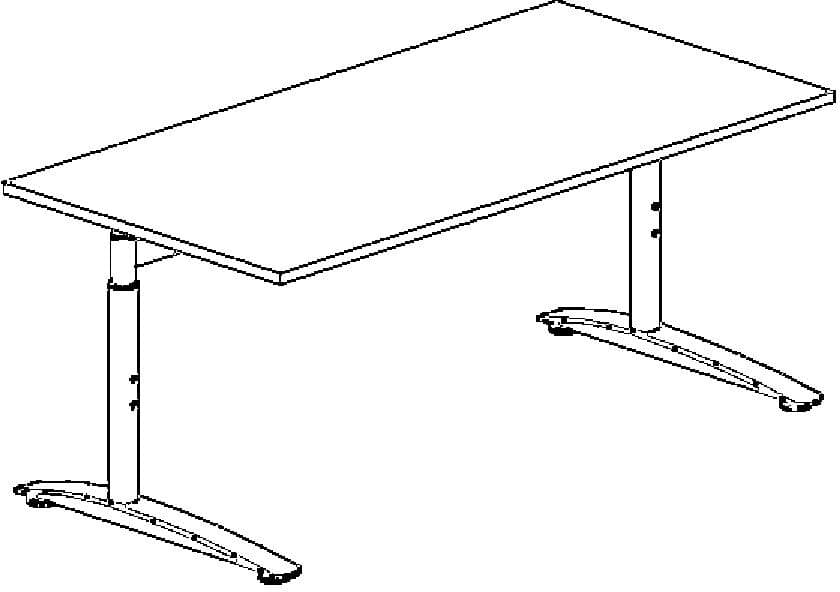 P12 - Schreibtisch, weiß / alusilber, C-Fuß-Gestell, elektrisch höhenverstellbar, BxT 1800 x 900 mm eurokraft pro