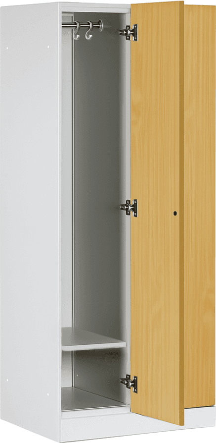 B2B Partner Szafa ubraniowa S1 obniżona 2-drzwiowa, 1500 x 600 x 500 mm, zamek mechaniczny z kodem, drzwi laminowane, orzech