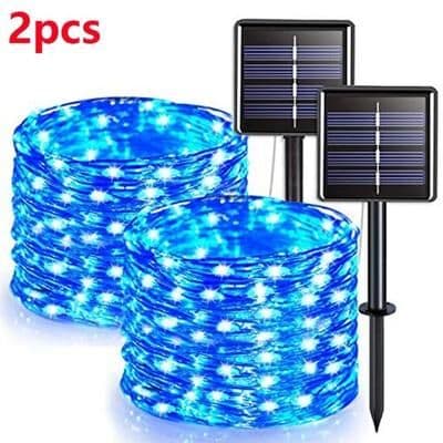 Uplift Picks 42M 400 LED Solar Fairy String Lights For Outdoor Garden Decor blue (2 Pcs) 7 M 50 Led