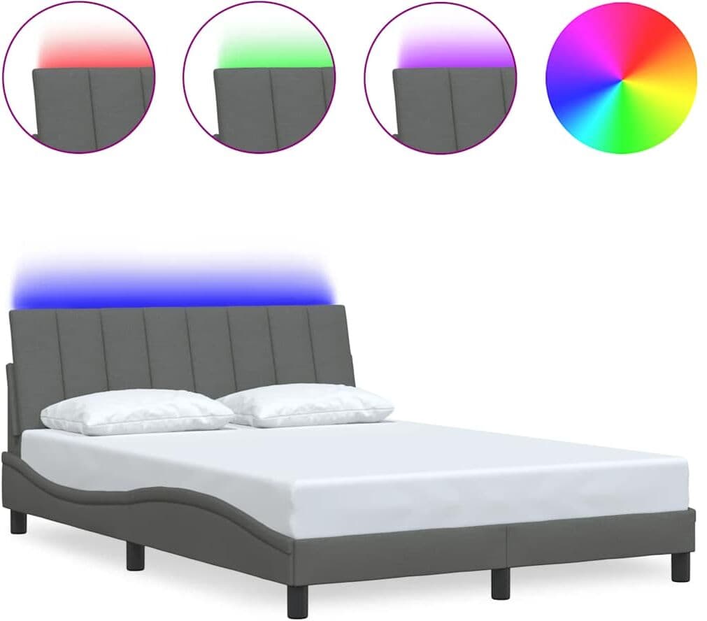 vidaXL Cadre de lit sans matelas Hanko gris foncé 120x200 cm tissu